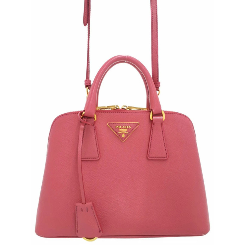 Prada Saffiano Lux Promenade Tote 2way Peonia pink leather